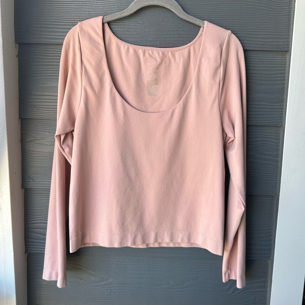 Target A New Day Cropped Fitted Blush Pink Scoop Long Sleeve Size XL